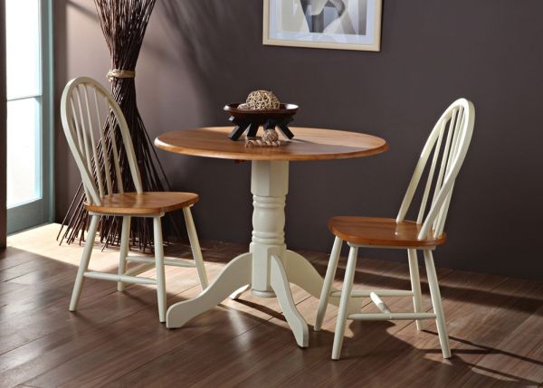Brecon Buttermilk Drop-Leaf Dining Set with 2 Buttermilk Windsor Chairs by Vida Living