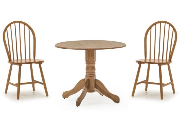 Brecon Honey Drop-Leaf Dining Set with 2 Honey Windsor Chairs by Vida Living