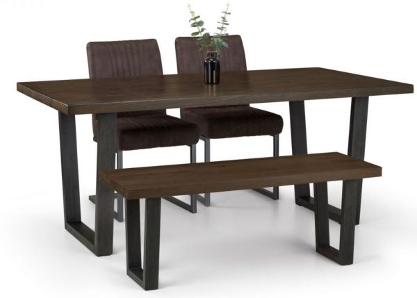 Brooklyn Dark Oak Dining Table, 2 Chairs and Bench by Julian Bowen
