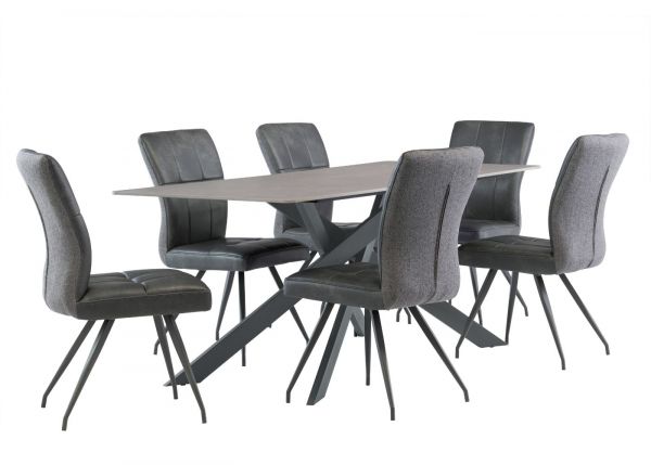 Camino Matt Grey 2.0m Dining Table & 6 Kasama Chairs