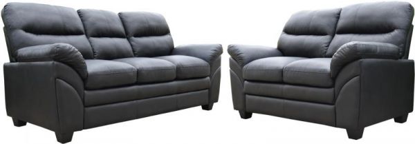 Capri Black Faux Leather 3+2 Suite by Wholesale Beds & Furniture