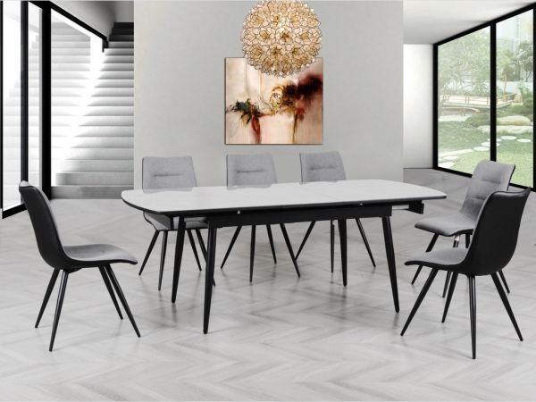 Cassino 160cm Automatic Extension Dining Set with 6 Dining Chairs by Annaghmore