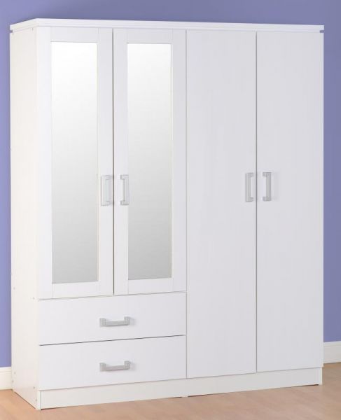Charles 4 Door 2 Drawer Mirrored Wardrobe by Wholesale Beds & Furniture