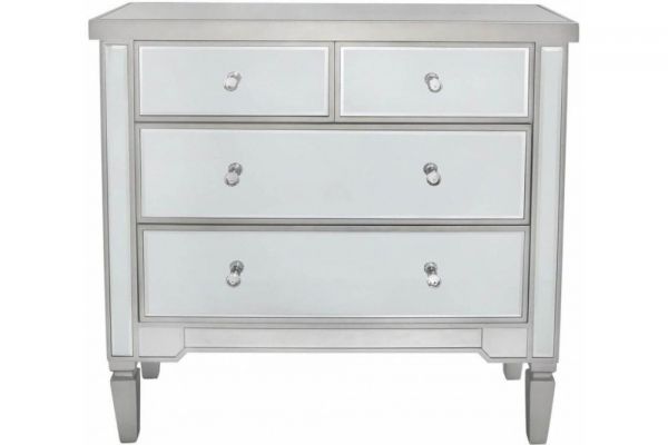 Vista Silver Mirrored 2 Over 2 Chest of Drawers by CIMC