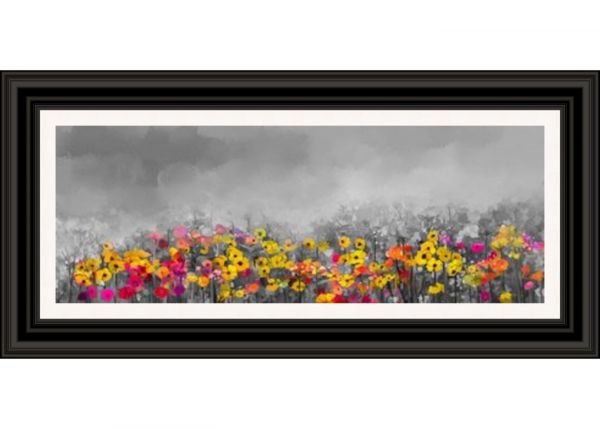 Colourful Field of Flowers (Grey) Framed Picture by Artsource