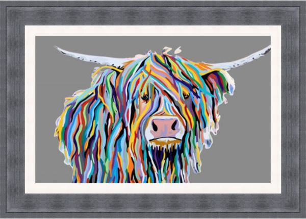 Colourful Highland Cow Framed Picture by Artsource