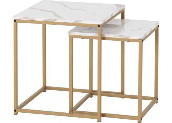 Dallas Nest of 2 Tables in Marble/Gold Effect by Wholesale Beds & Furniture