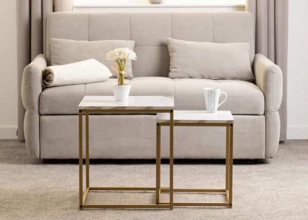 Dallas Nest of 2 Tables in Marble/Gold Effect by Wholesale Beds & Furniture Room Image