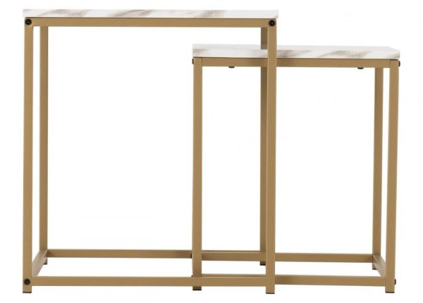 Dallas Nest of 2 Tables in Marble/Gold Effect by Wholesale Beds & Furniture Side
