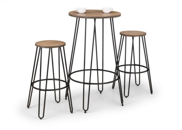 Dalston Round Bar Table and 2 Barstools Set by Julian Bowen