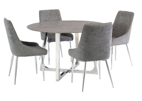 Delia 1.35m Round Dining Table + 4 Ash Rome Chairs