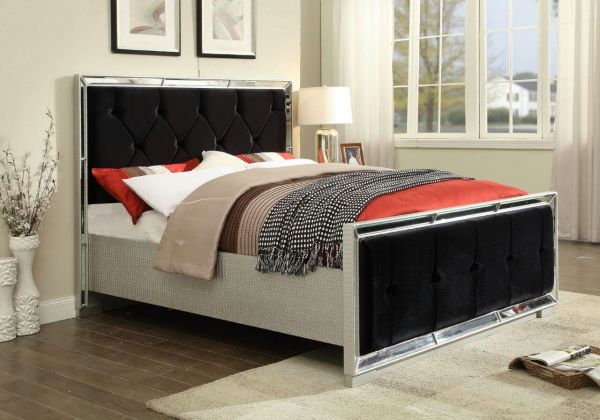 Sofia Mirrored Bedframe in Black by Derrys