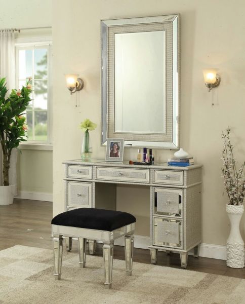 Sofia Mirrored Dressing Table Stool by Derrys