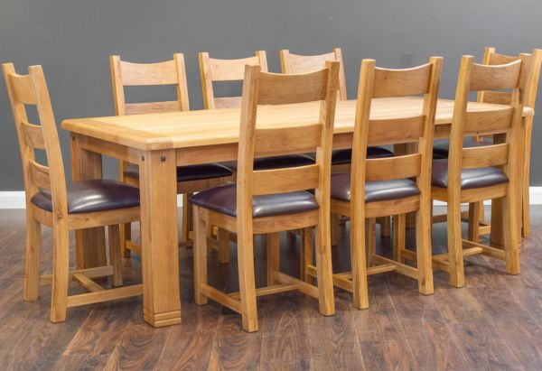 Donny 2.2m Dining Table and 8 Chairs with PU Seats by Honey B