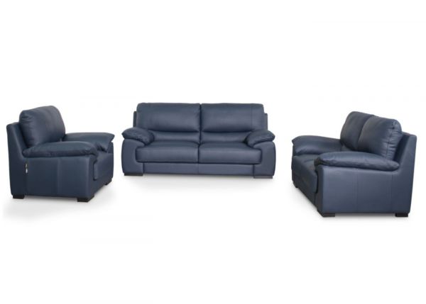 Duca Italian Leather 3 + 2 + 1 Sofa Set in Navy by Annaghmore