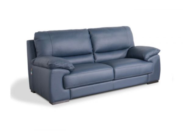 Duca Italian Leather 3 Seater Sofa in Navy by Annaghmore