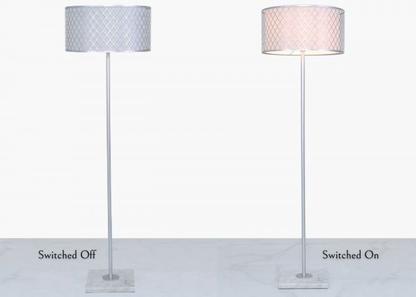 Silver Metal And Marble Floor Lamp With Marrakech Mesh Shade by CIMC