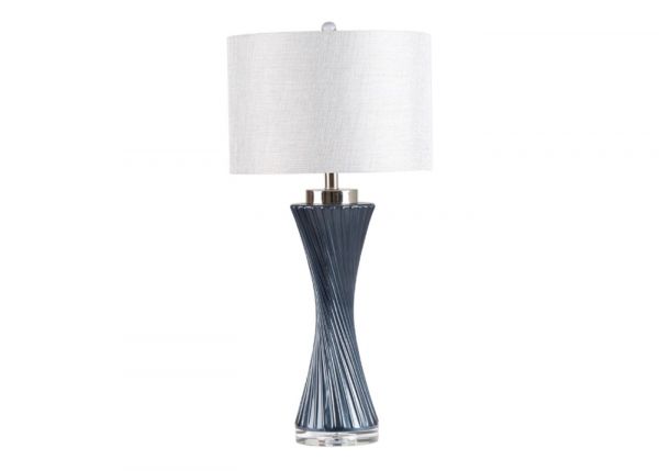 78cm Dark Blue Twist Table Lamp with Grey Shade by CIMC