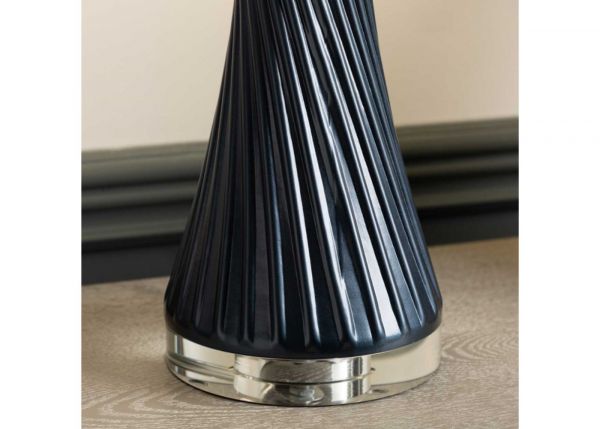78cm Dark Blue Twist Table Lamp with Grey Shade by CIMC Base