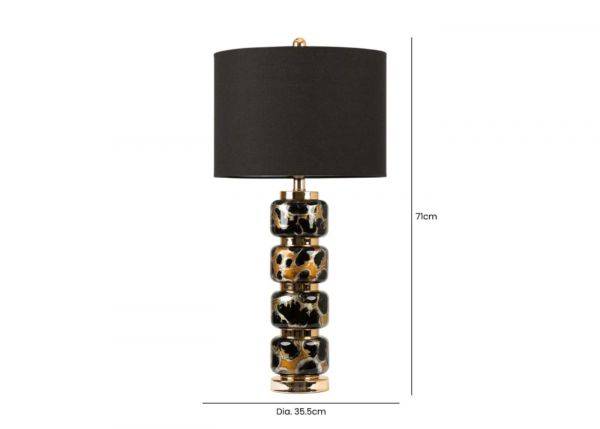 71cm Black and Gold Table Lamp with Black Shade by CIMC Dimensions