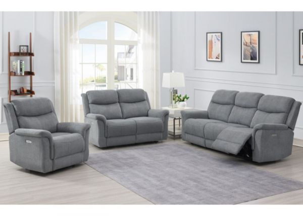 Faringdon Electric Reclining Sofa Range in Grey by Annaghmore