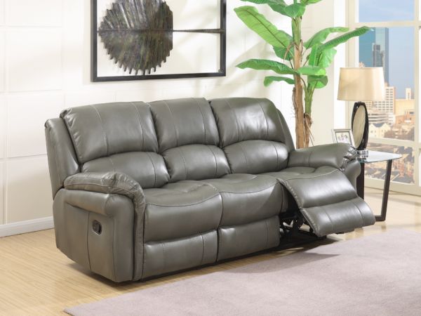 Farnham Grey Leather Air 3-Seater Sofa by Annaghmore