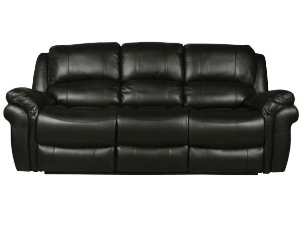 Farnham Black Leather Air 3-Seater Reclining Sofa by Annaghmore