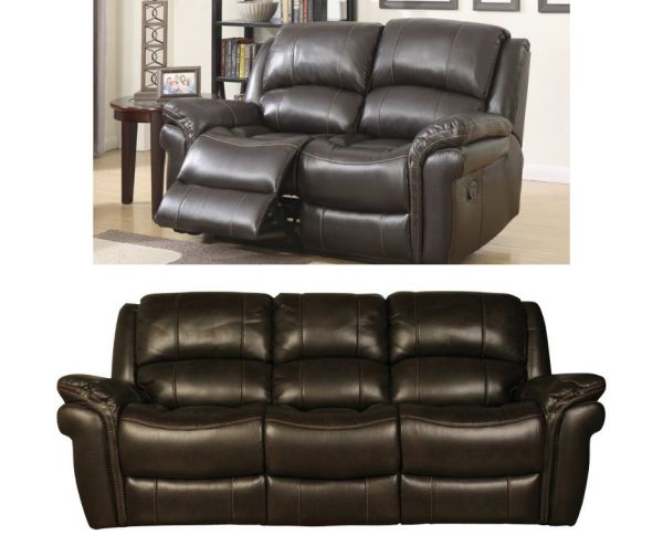 Farnham Chocolate Leather Air 3-Seater + 2-Seater Reclining Sofa Set by Annaghmore