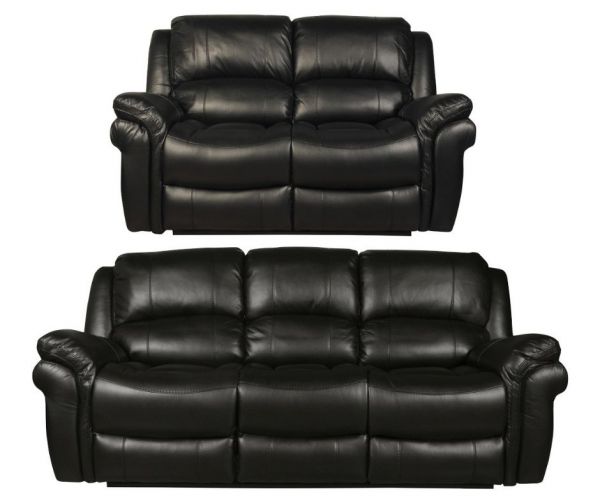 Farnham Black Leather Air 3-Seater + 2-Seater Sofa Set by Annaghmore