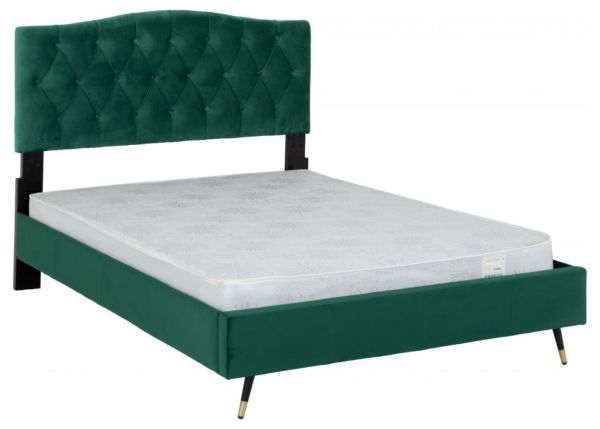 Freya 4ft 6 (Standard Double) Bedframe in Green by Wholesale Beds & Furniture Headboard Raised