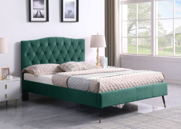 Freya 4ft 6 (Standard Double) Bedframe in Green by Wholesale Beds & Furniture Room Image