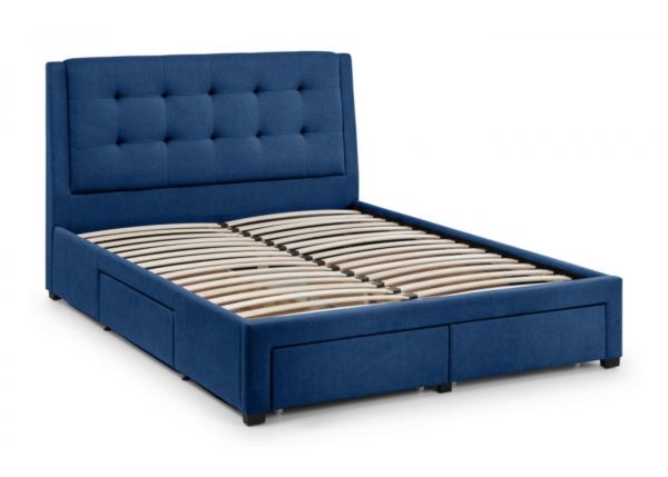 Fullerton 4 Drawer Bed in Blue Linen by Julian Bowen - 5ft (King)