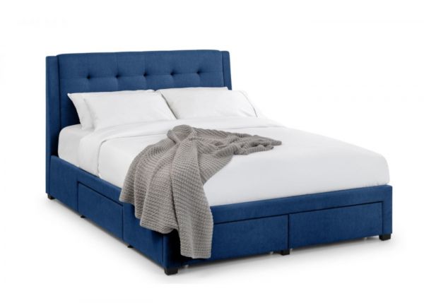 Fullerton 4 Drawer Bed in Blue Linen by Julian Bowen - 4ft 6 (Standard Double)