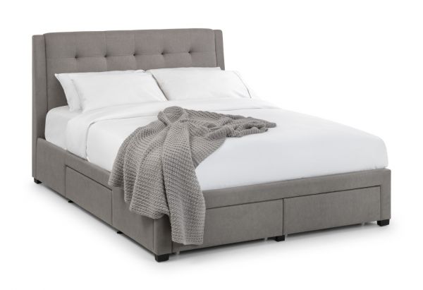 Fullerton 4 Drawer Bed in Grey Linen by Julian Bowen - 4ft 6 (Standard Double)