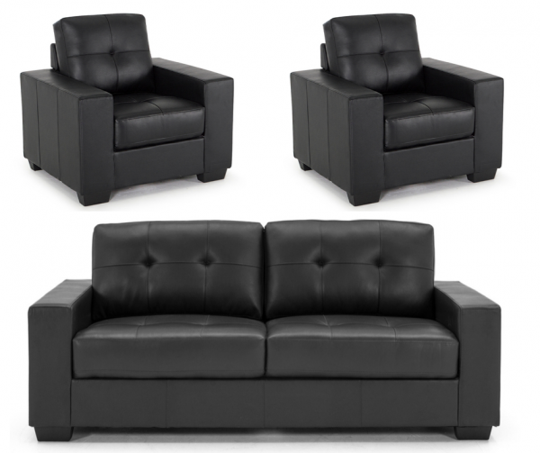 Gemona Black 3-Seater + 1-Seater + 1-Seater Sofa Set by Vida Living