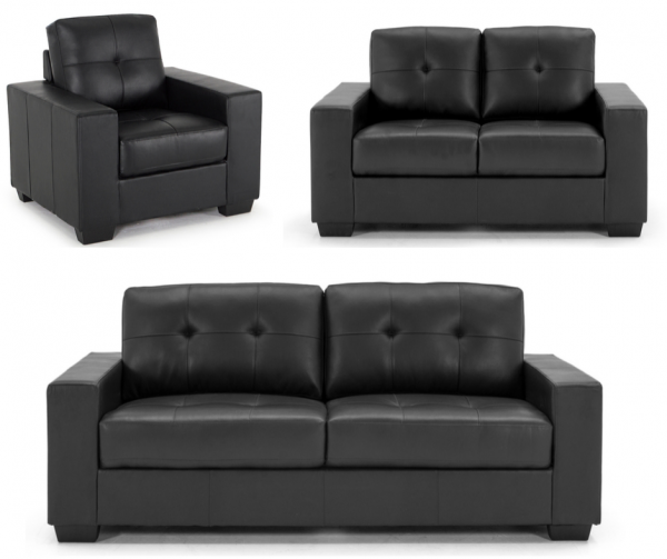 Gemona Black 3-Seater + 2-Seater + 1-Seater Sofa Set by Vida Living