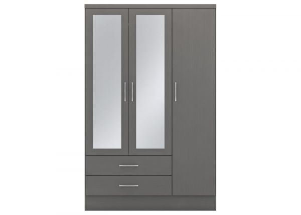 Nevada 3D Effect Grey 3-Door Mirrored Wardrobe by Wholesale Beds & Furniture