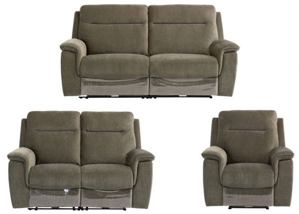 Havarti Fabric Electric Reclining 3 + 2 + 1 Sofa Set in Green