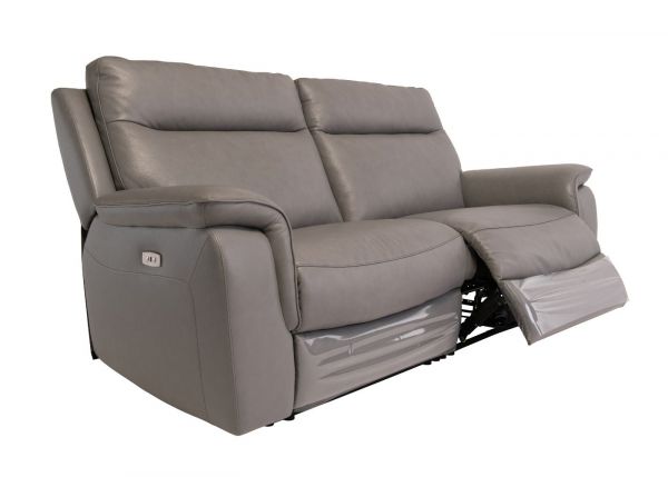 Havarti Italian Leather Electric Reclining 3 Seater Sofa in Grey Angle