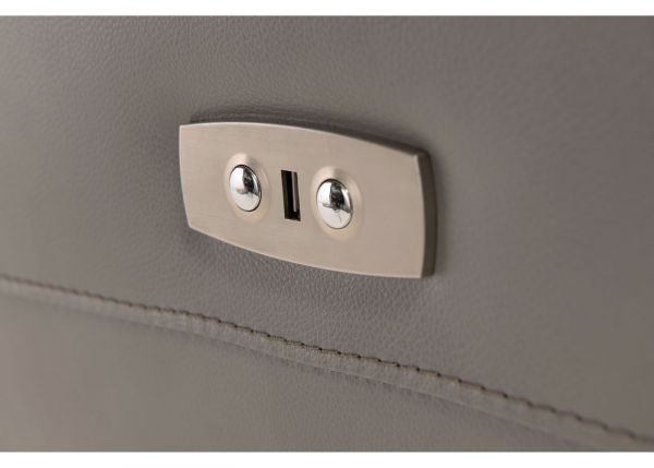 Havarti Italian Leather Electric Reclining 1 Seater Sofa in Grey Button