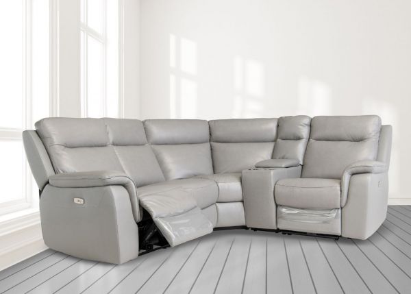 Havarti Italian Leather Electric Reclining Sofa Range in Grey Corner
