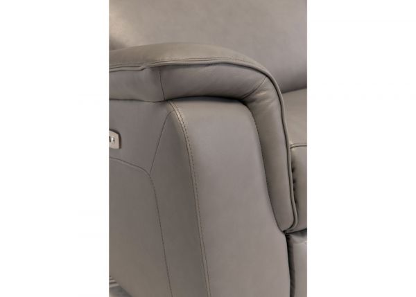 Havarti Italian Leather Electric Reclining 2 Seater Sofa in Grey Edge