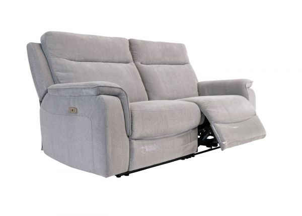 Havarti Fabric Electric Reclining 3 Seater Sofa in Silver Grey Angle