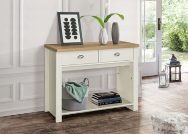 Highgate Cream and Oak 2-Drawer Console Table by Birlea Room