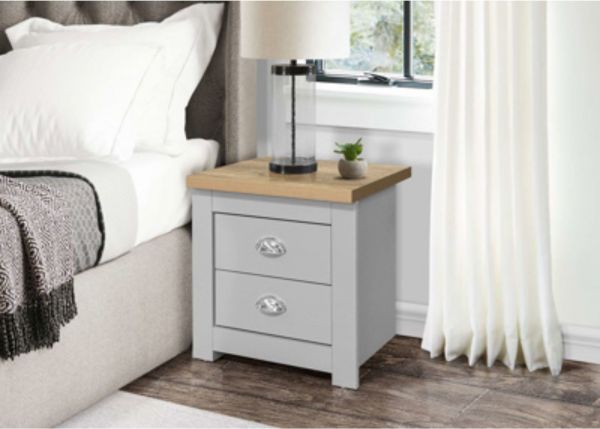 Highgate Grey and Oak 2-Drawer Bedside by Birlea Room