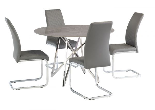 Jenne Grey 1.2m Round Dining Table & 4 Hue Chairs