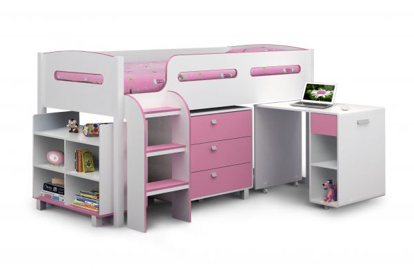 Kimbo Pink & White Cabin Bed by Julian Bowen