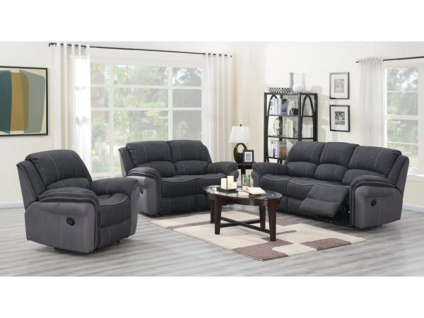 Kingston Charcoal Fusion Reclining 3-Seater + 2-Seater + 1-Seater Sofa Set by Annaghmore