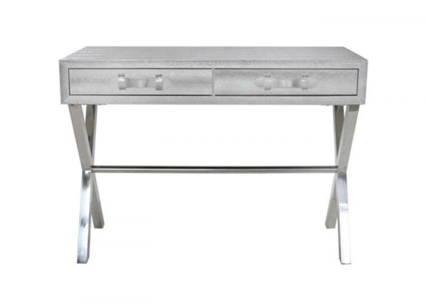 Silver Faux Snakeskin 2-Drawer Console Table by CIMC