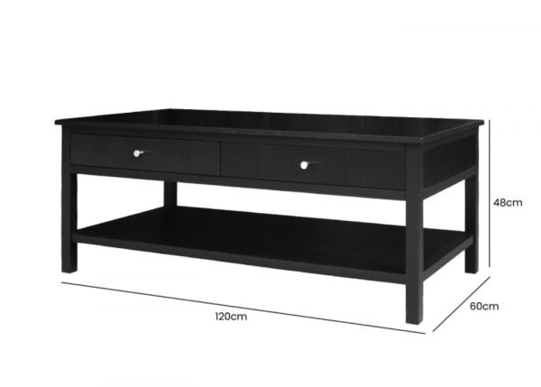 Lindon Black 2-Drawer Coffee Table by CIMC Dimensions